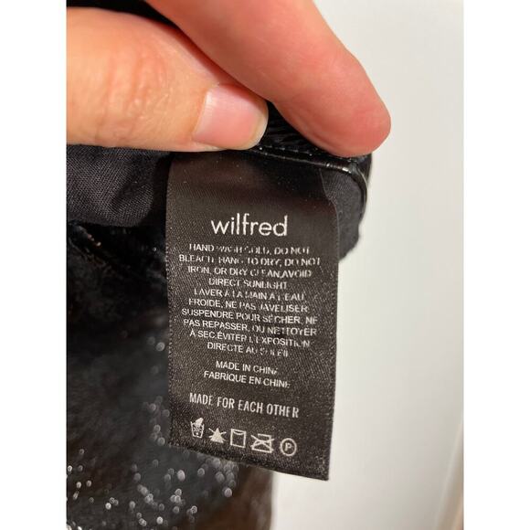 Aritzia Wilfred Women’s so 00 XS shiny textured black pants button and zip fly - Picture 7 of 7